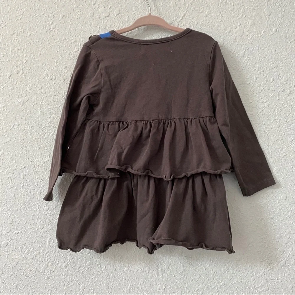 Flowersak Gray Ruffle Bibbed Layer Long Sleeve Tunic Dress Toddler Girls Size 3 - Picture 3 of 6